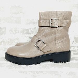 Nordstrom Macombs Tan Black Water Resistant Moto Buckle Ankle Boots W441